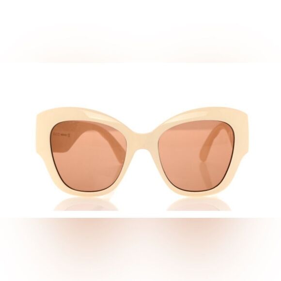 Gucci Sunglasses Acetate in Ivory oversized square frames arms have gold GG logo main image 6